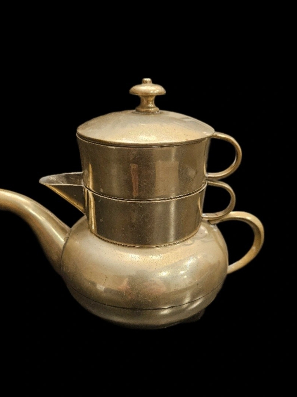 Vintage Plateria Saltillo German Silver Stacking Teapot Set - Art Deco